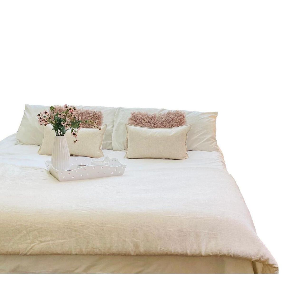 ANTONIA PAZ - Set Piecera Lino crudo 90 X 240 2 Cojine 50 X 30