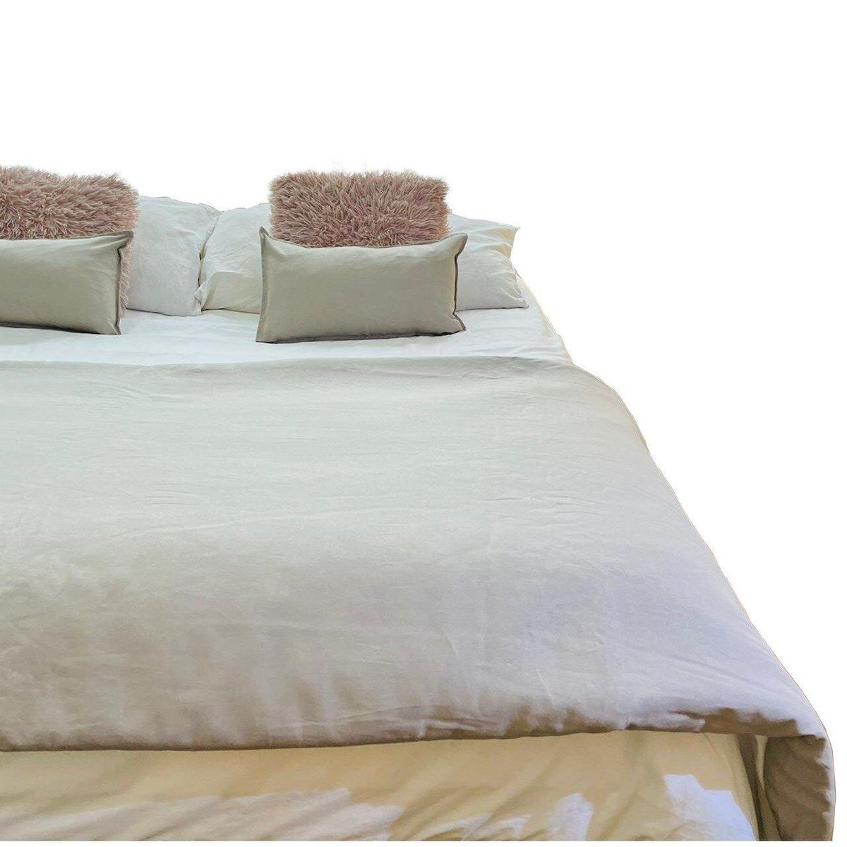 ANTONIA PAZ - Set Piecera Lino Visón 80 X 160  1 Cojín 50 X 30