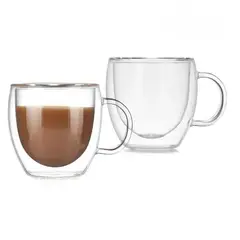 GENERICO - Set 2 mugs vidrio doble pared 250 ml