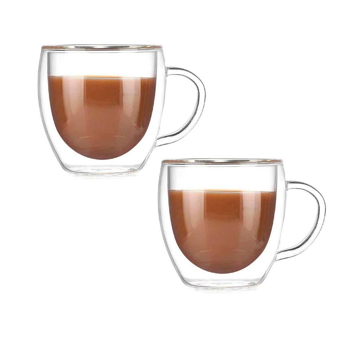 SOHOGAR - Set 2 mugs vidrio doble pared 250 ml