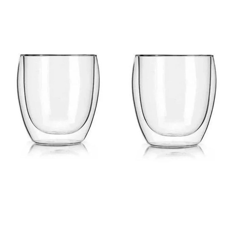 GENERICO - Set 2 vasos de café vidrio doble pared 300 ml