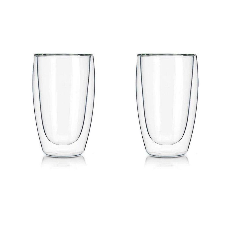 GENERICO - Set 2 vasos de café vidrio doble pared 400 mlo