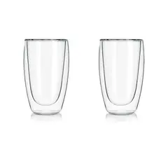 GENERICO - Set 2 vasos de café vidrio doble pared 400 mlo