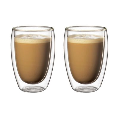 Imagen 2 del producto Set 2 vasos de café vidrio doble pared 400 mlo
