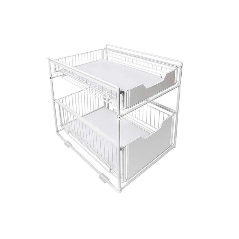 GENERICO - Organizador cesta de cocina y baño 2 niveles blanco