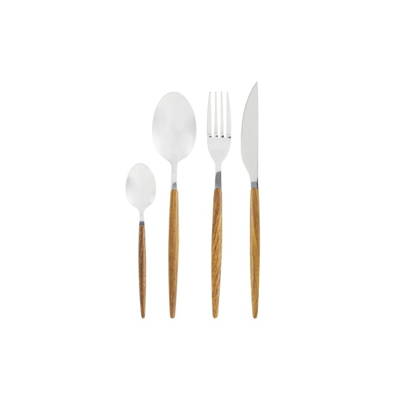 URBAN PRODUCTS - SET DE CUBIERTOS 16 PCS ACERO INOXIDABLE MADERA URBAN PRODUCTS