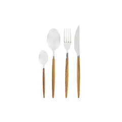 URBAN PRODUCTS - SET DE CUBIERTOS 16 PCS ACERO INOXIDABLE MADERA