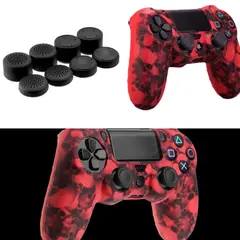 GENERICO - Set Silicona Skull Para Ps4 (Rojo)