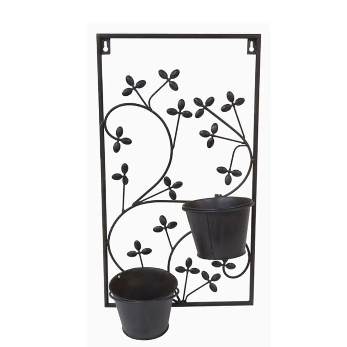 BRIC - Macetero Colgante Metálico Flores Negro