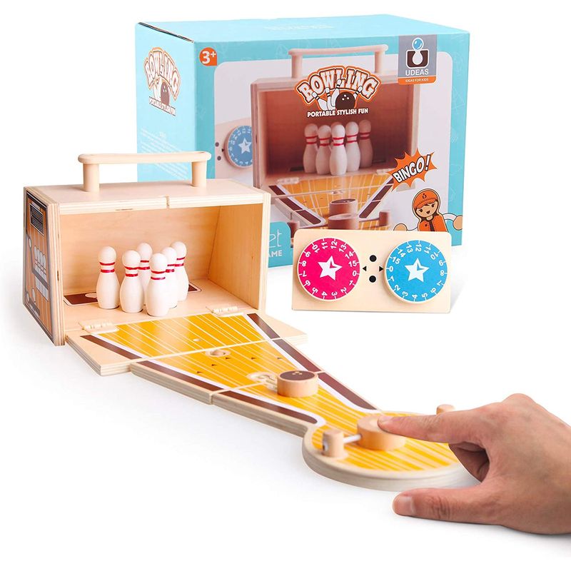 UDEAS - Bowling de Madera con Maleta Portátil
