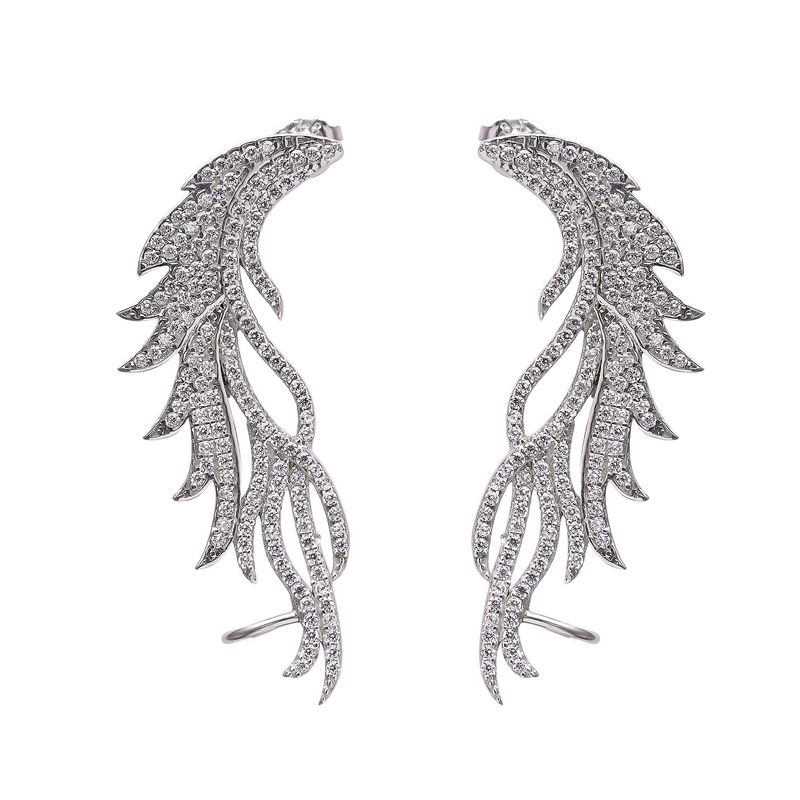 ZUZA COLLECTION - Aros Ear Cuff Fuego Grande  - Plata 925 con Circones.