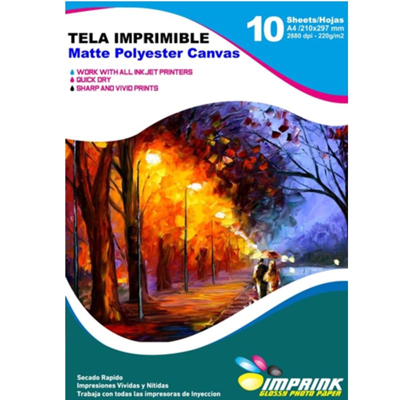 IMPRINK - Tela Imprimible Matte Poliester Canvas A4 10Hojas