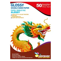 IMPRINK - Papel Doble Faz Glossy Brillante A4300Gr50 Hojas