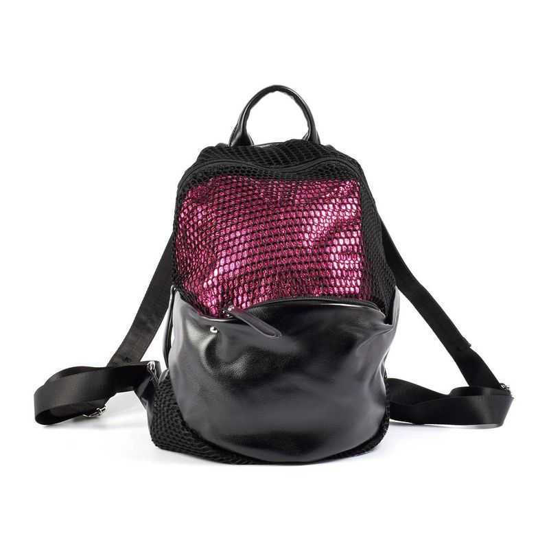 MAILEA - Mochila ecocuero malla para mujer negro