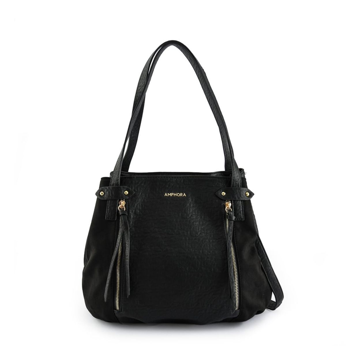 AMPHORA - Cartera tote tres divisiones clou grande negro