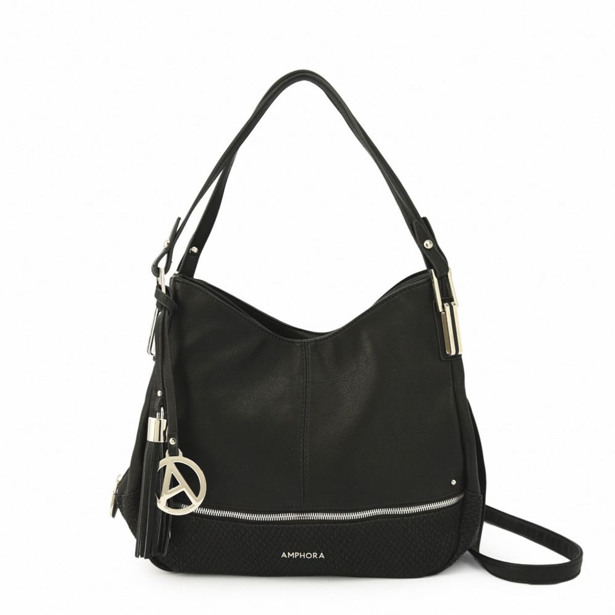 AMPHORA - Cartera tote tres divisiones adelfa negro