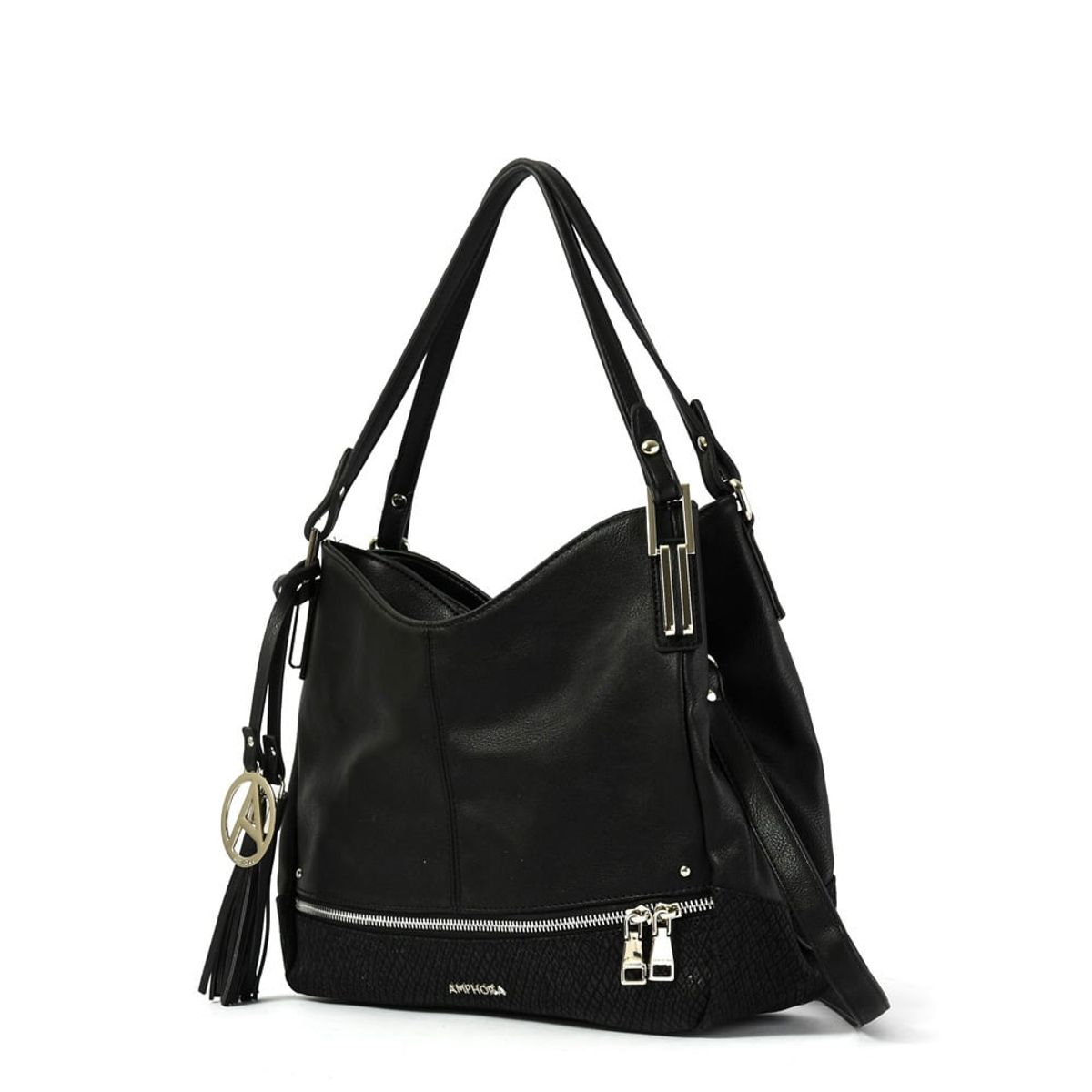 AMPHORA - Cartera tote tres divisiones adelfa negro