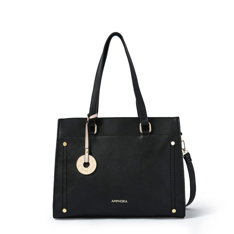 AMPHORA - Cartera Dos Asas Tres divisiones mediana alina negro