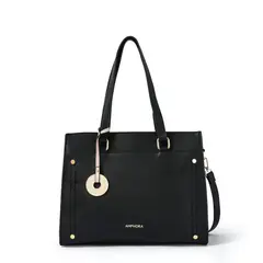 AMPHORA - Cartera Dos Asas Tres divisiones mediana alina negro
