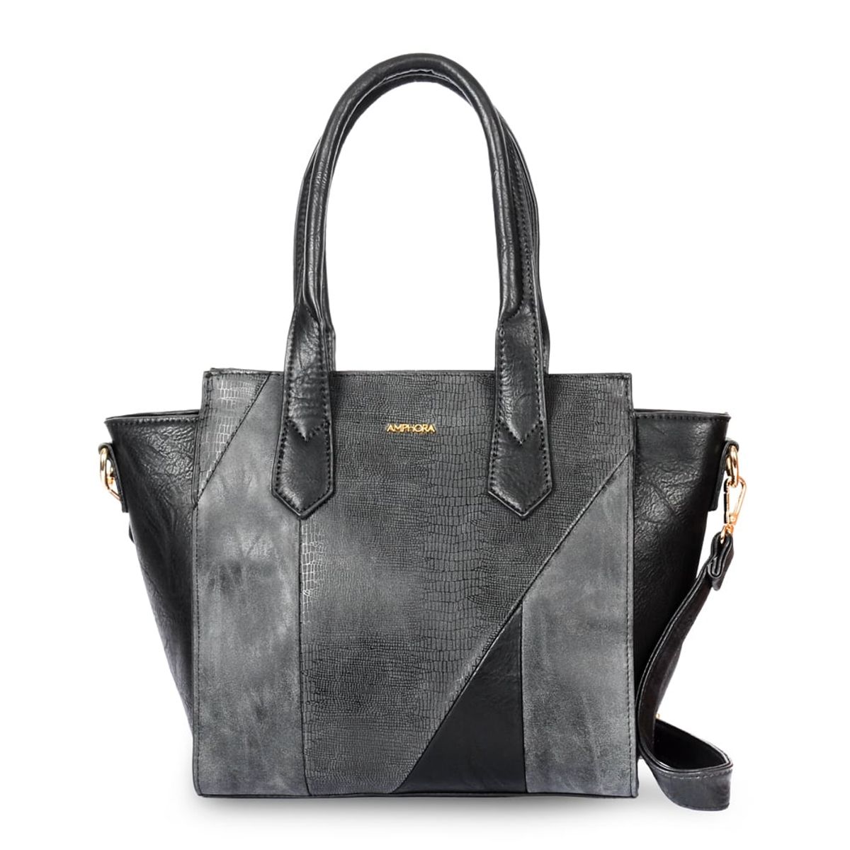 AMPHORA - Cartera tote tres divisiones ezella grande negro