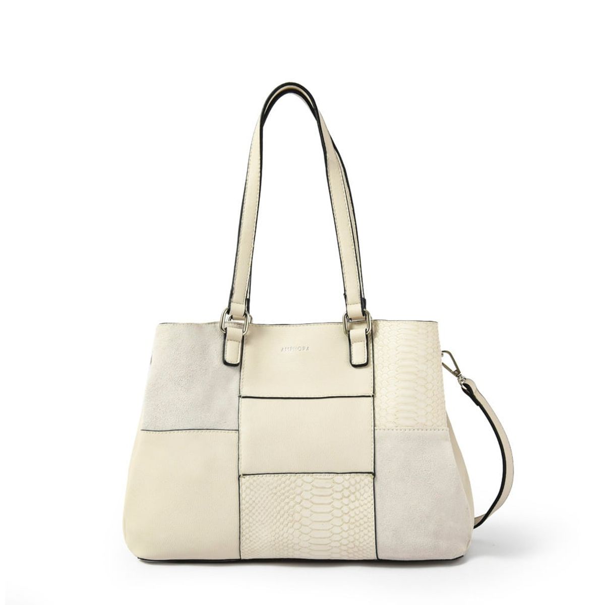 AMPHORA - Cartera Dos Asas Tres divisiones grande daranita blanco