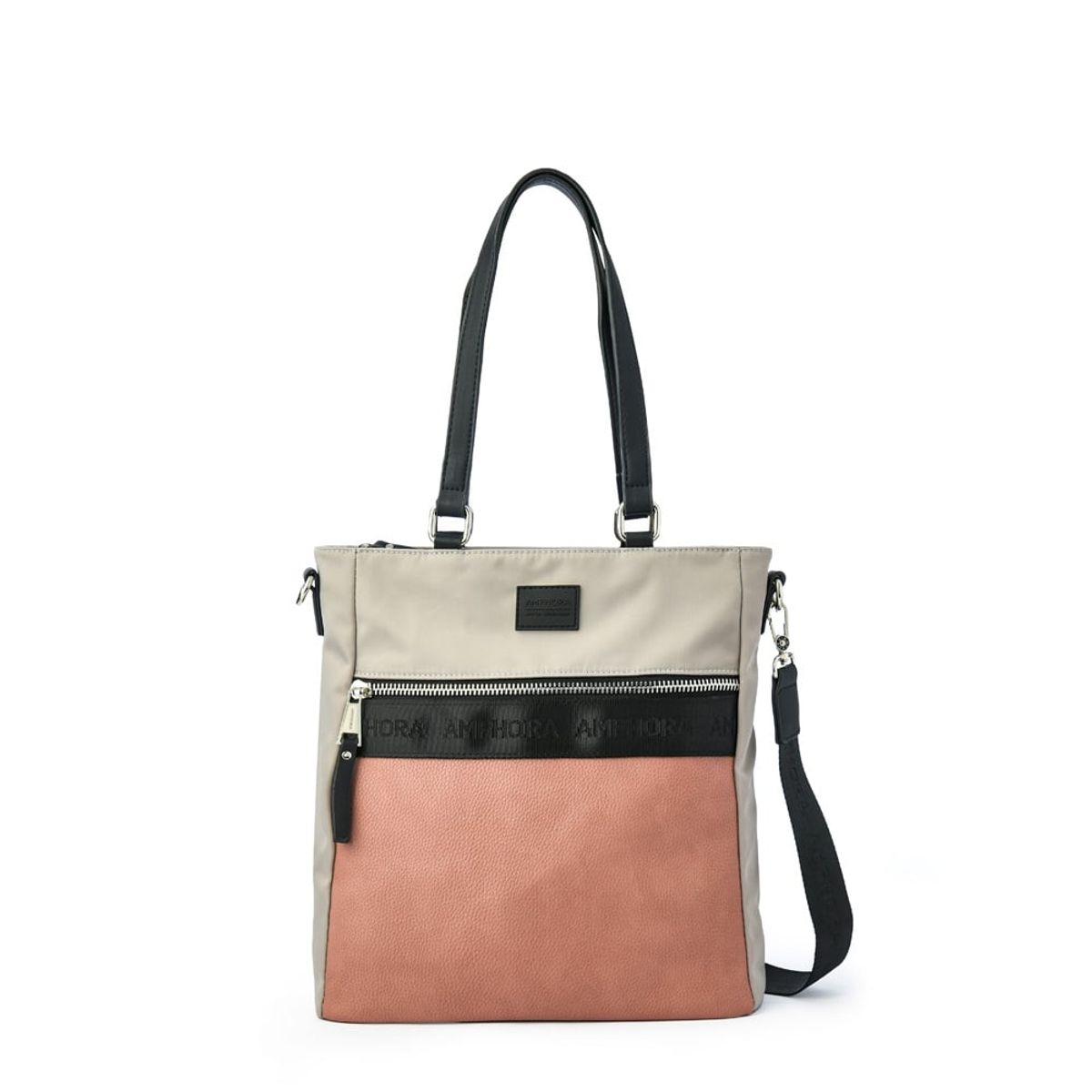 AMPHORA - Cartera Dos Asas autruch shopping grande gris