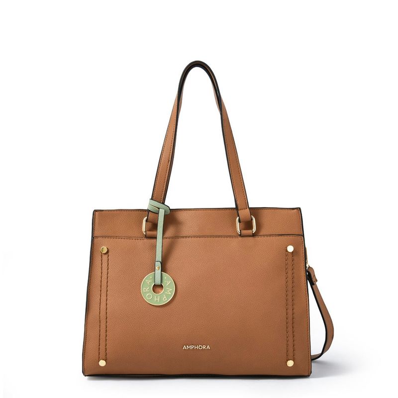 AMPHORA - Cartera Dos Asas Tres divisiones mediana alina camel