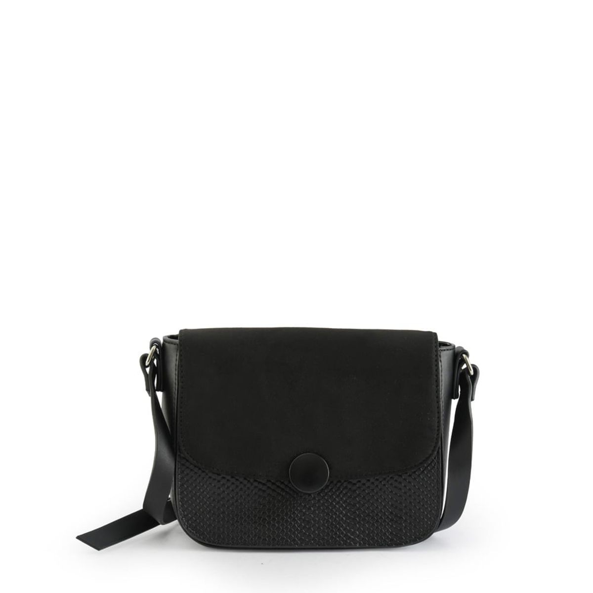 AMPHORA - Cartera bandolera con tapa bouton pequeña negro