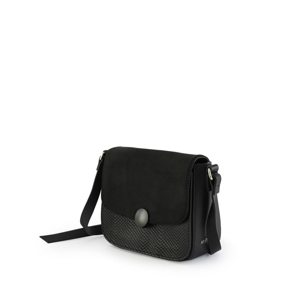 AMPHORA - Cartera bandolera con tapa bouton pequeña negro