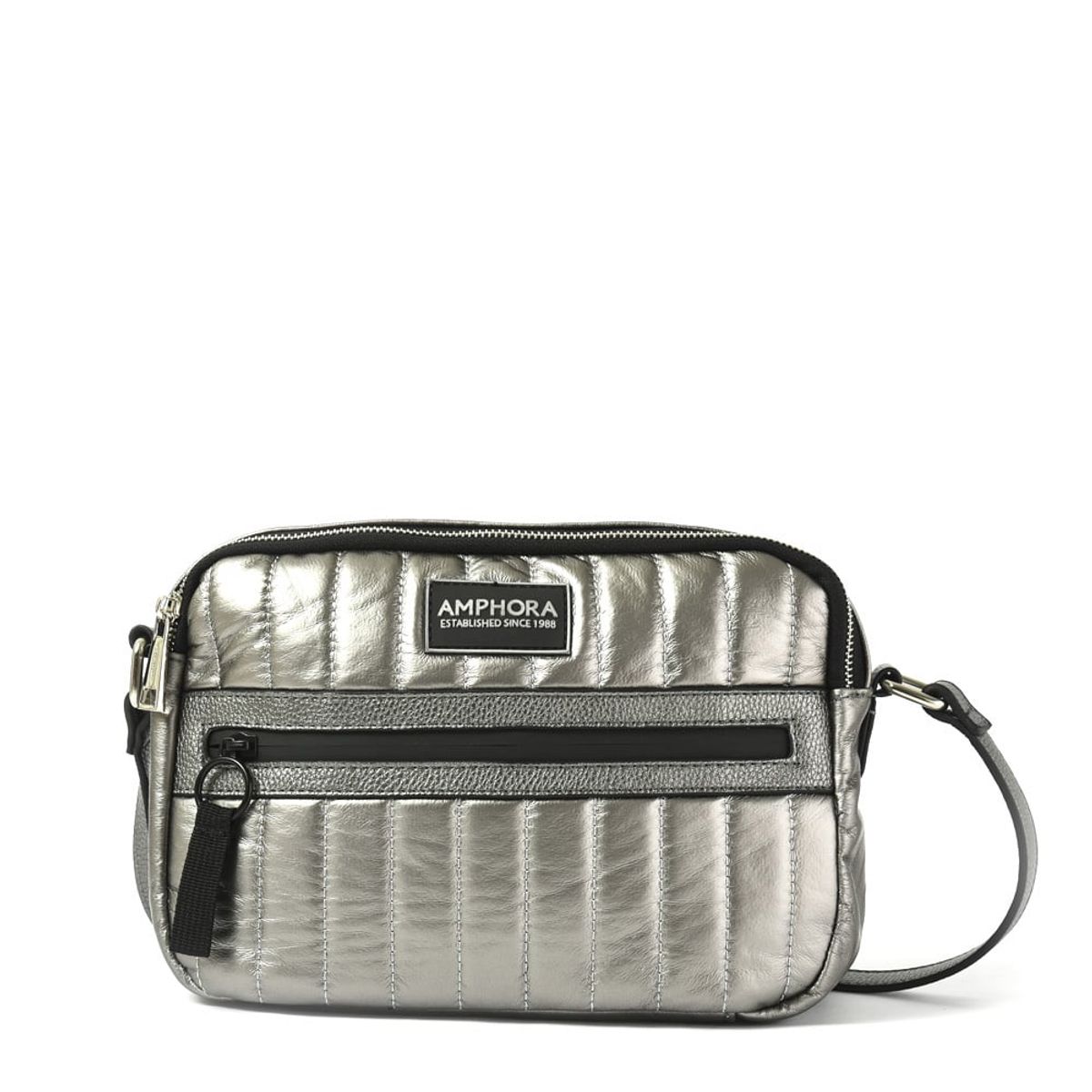 AMPHORA - Cartera bandolera mediana fisy plateado