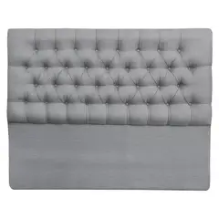ESPACIO HOGAR - Respaldo De Cama Capitone 2 Plazas Lino Gris Plata