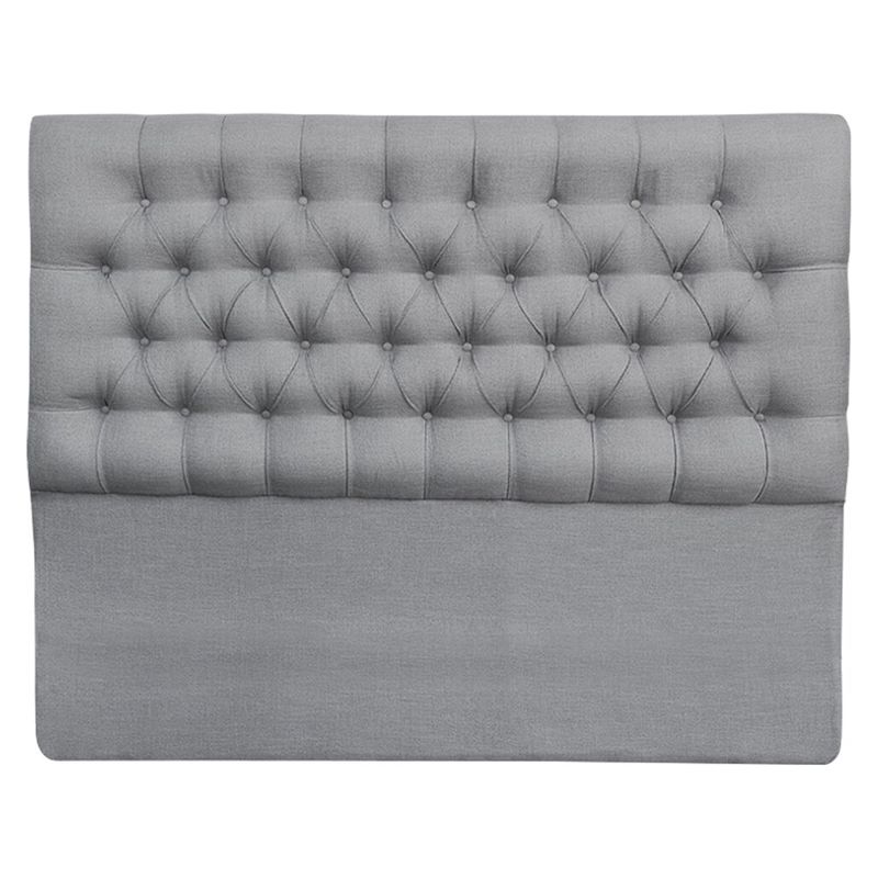 ESPACIO HOGAR - Respaldo De Cama Capitone King Lino Gris Plata