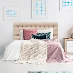 ESPACIO HOGAR - Respaldo De Cama Capitoné King Lino Beige