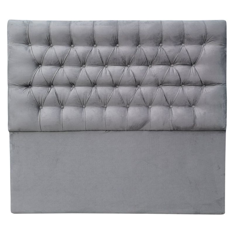 ESPACIO HOGAR - Respaldo De Cama Capitone Felpa Gris Plata 2P