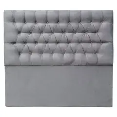 ESPACIO HOGAR - Respaldo De Cama Capitone Felpa Gris Plata 2P