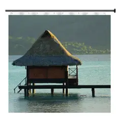 GENERICO - Cortina De Baño Impermeable - Bungalow Polynesia Francesa