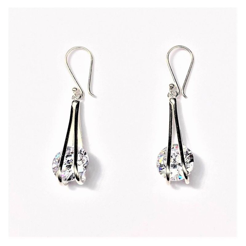 AMKALE - Aros Plata Circón Colgante 10mm