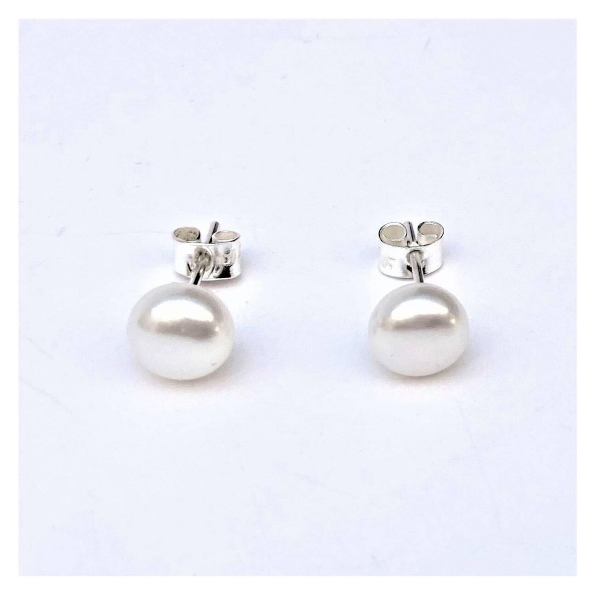 AMKALE - Aros Perla Rio 8mm Plata