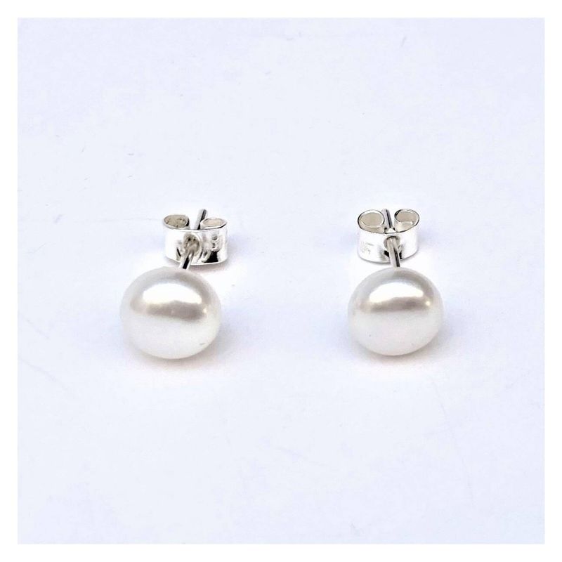 AMKALE - Aros Perla Rio 8mm Plata