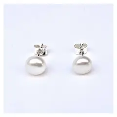 AMKALE - Aros Perla Rio 8mm Plata