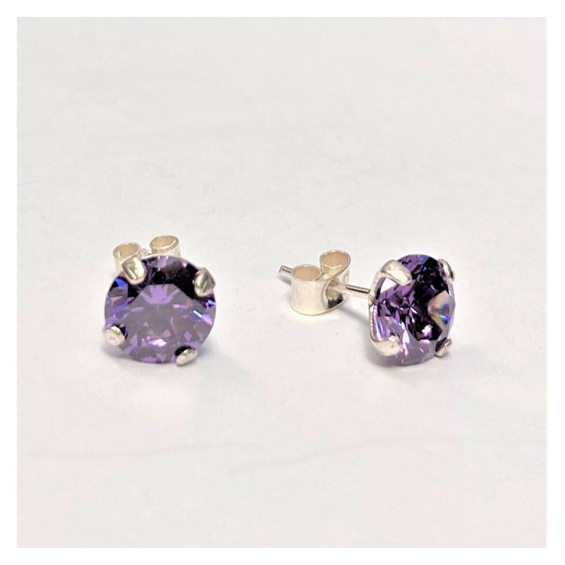 AMKALE - Aros Circon Plata 8mm Lila