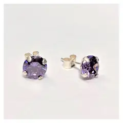 AMKALE - Aros Circon Plata 8mm Lila
