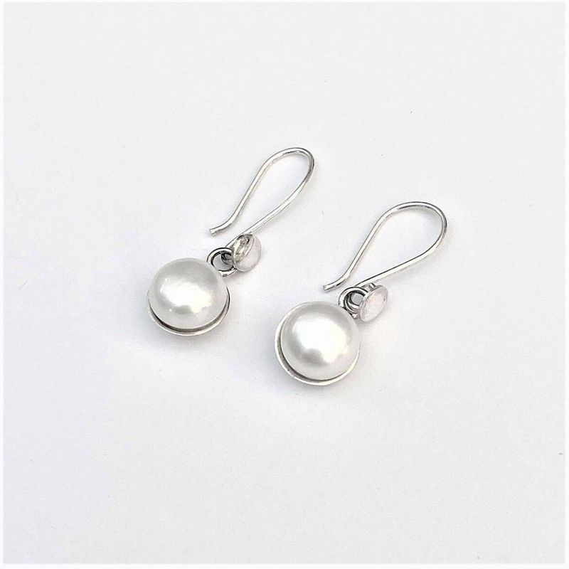 AMKALE - Aros Colgantes Plata Perla Rio