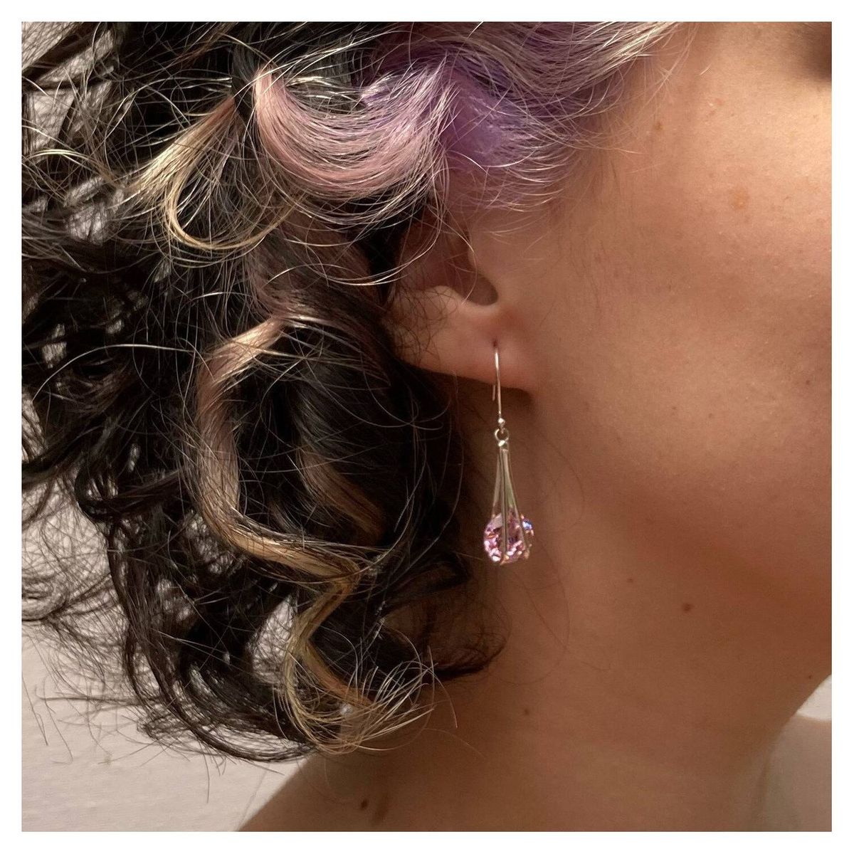 AMKALE - Aros Circon Rosado 10mm - Plata