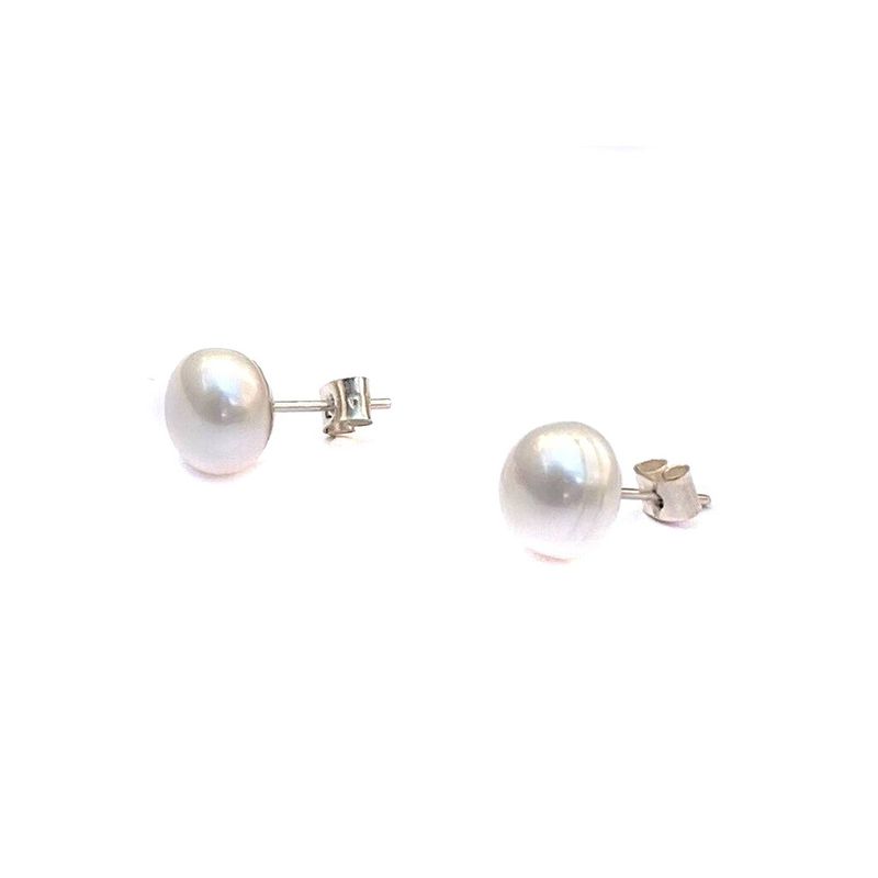 AMKALE - Aros Plata Perla Rio 10mm