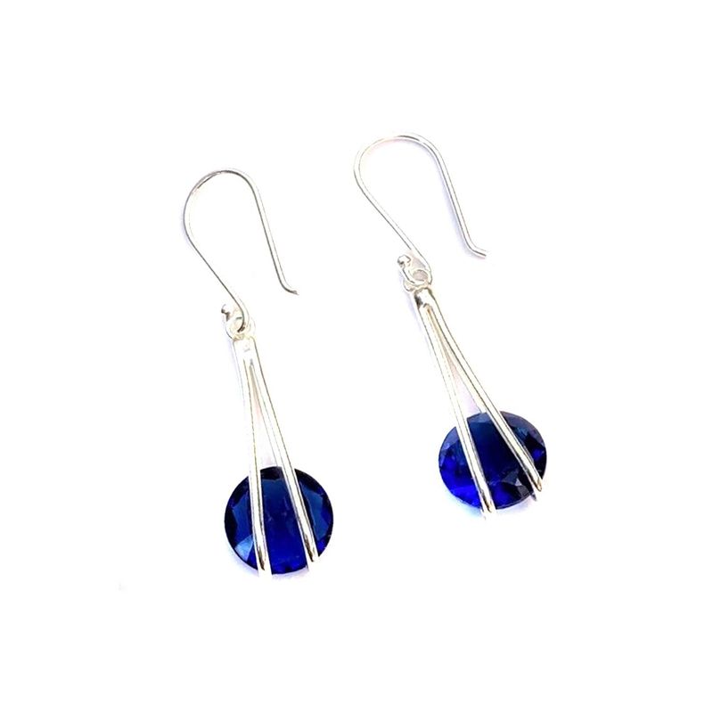 AMKALE - Aros Circon Azul 10mm Plata