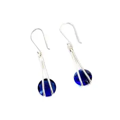 AMKALE - Aros Circon Azul 10mm Plata