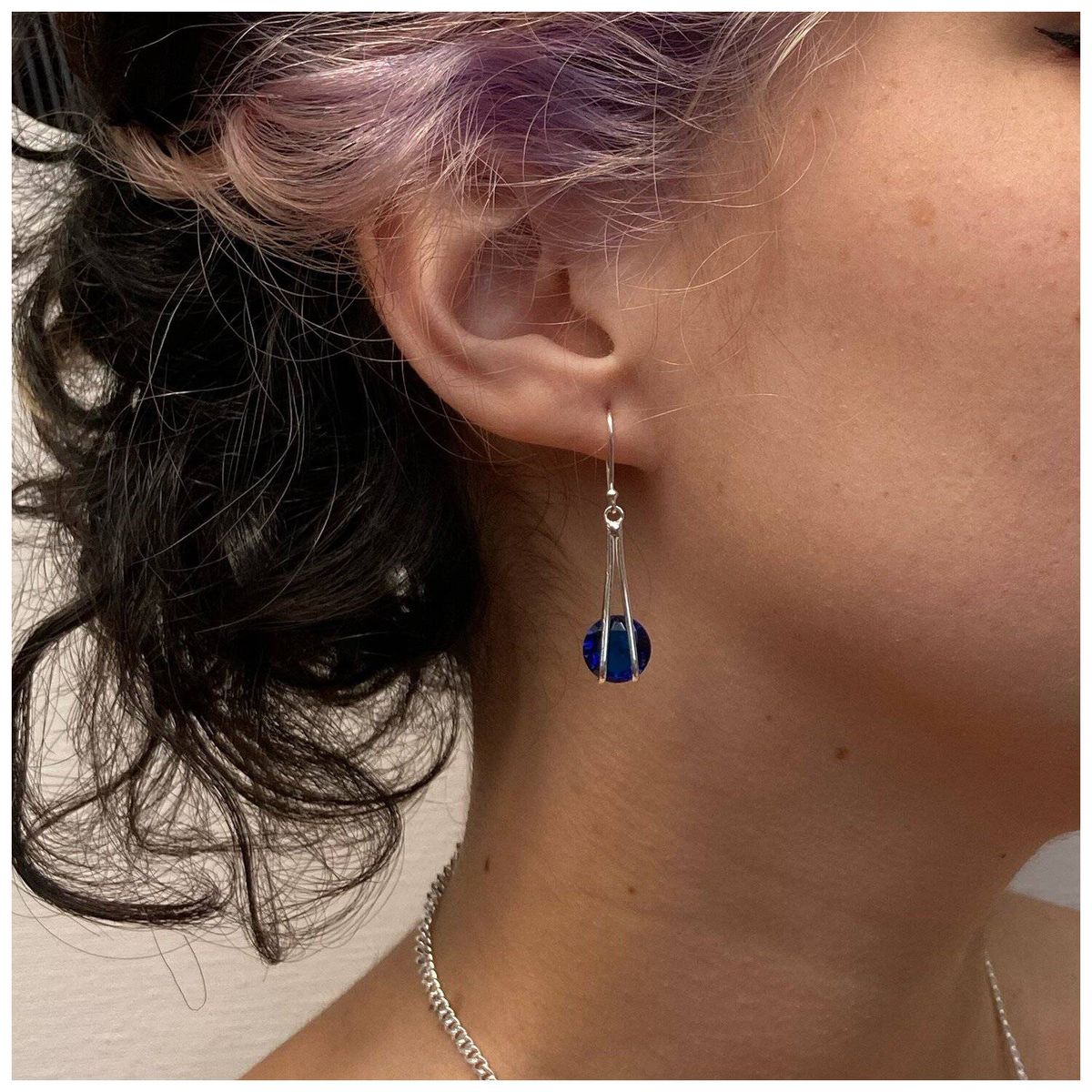 AMKALE - Aros Circon Azul 10mm Plata