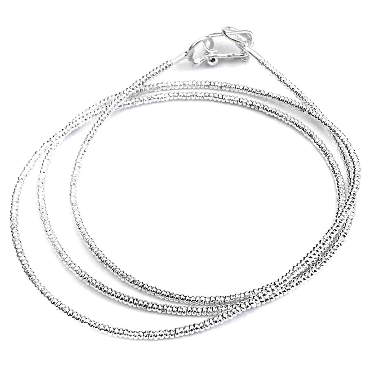 AMKALE - Pulsera Mostacilla de plata 55cm