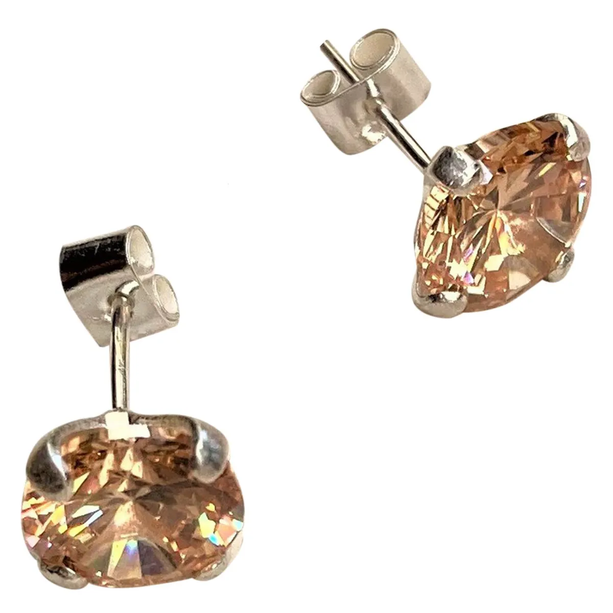 AMKALE - Aros Circón Plata 8mm Champaña